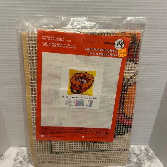 Latch Hook Printed Rug Canvas - Poppy Design - Picture 2 of 2